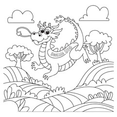 cute little dragon Coloring
Pages with Black and white
vector illustration