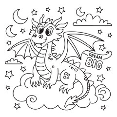 cute little dragon Coloring
Pages with Black and white
vector illustration