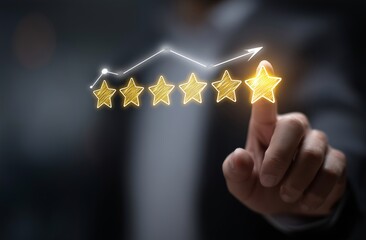 Hand Selecting Golden Stars for Rating and Review