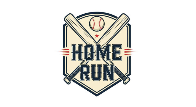 Baseball-themed logo featuring crossed bats, a baseball, and the words "Home Run".