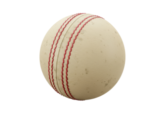 Isolated Cricket ball with red stitching used in professional cricket or other sports games