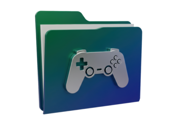 Isolated media folder icon with game controller symbol for files and file system
