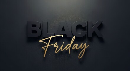 Obraz premium Black Friday Sale Event Banner with Golden Glitter on Dark Background
