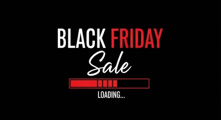 Black Friday Sale Loading Bar Graphic on Dark Background for Commercial Promotion and Shopping Discount Events