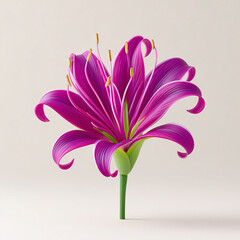 Naklejka premium spider lily with deep purple curled petals and matching purple filaments rising 