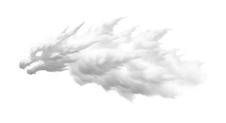 White cloud dragon head with sharp teeth and fiery mane
