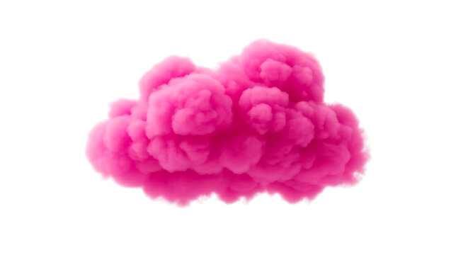 Vibrant Pink Cloud Isolated on Transparent Background