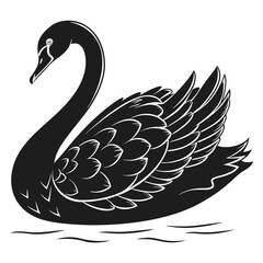Swan with wings half open silhouette