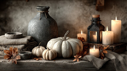 Halloween Decorations, still life with pumpkin and pumpkins