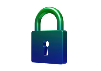Isolated Modern Lock in Blue Green Gradient Security Concept Design with Shackle