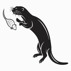 Otter diving for clam silhouette