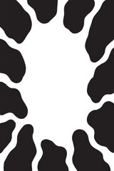 Abstract cowhide linocut black and white print frame for background or packaging design