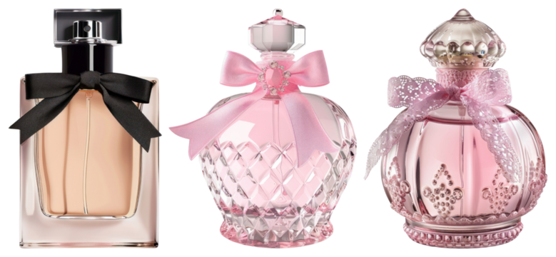PNG Elegant perfume bottles display, element set on transparent background - Powered by Adobe