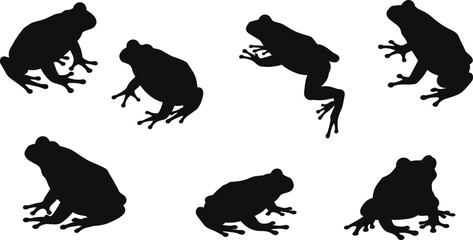 frog, animal, silhouette, leap, jump, sit, crouch, icon, vector, illustration, black, white, nature, amphibian, anatomy, behavior, aquatic, pond, wildlife, design