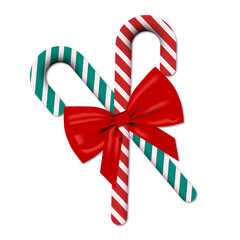 Festive candy canes with red bow decoration
