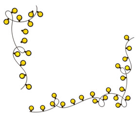 Festive string lights glowing against black background