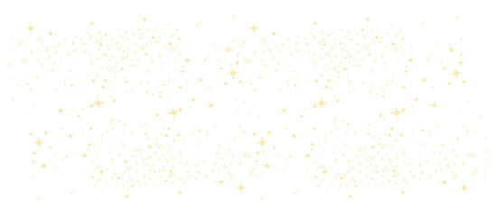 Golden glitter and stars on black background