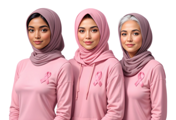 Muslim Women Breast Cancer Awareness PNG Transparent Pink Ribbon Hijab Support