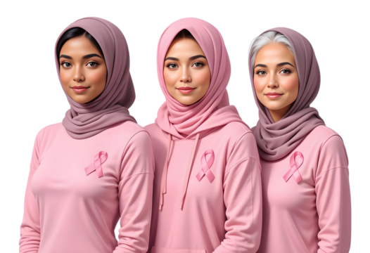 Muslim Women Breast Cancer Awareness PNG Transparent Pink Ribbon Hijab Support