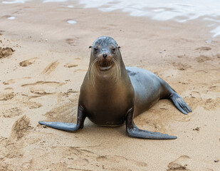 Sea Lion on the beach in Floreana