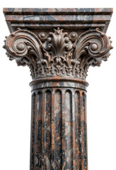 Obraz premium Single marble column with ornate capital, Roman and Greek style — PNG
