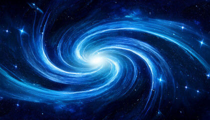 Obraz premium Abstract Cosmic Background With Swirling Blue Nebula And Twinkling Stars