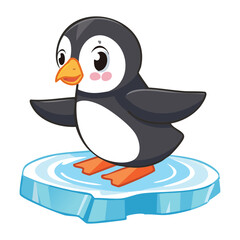 A delightful penguin illustration with spread wings, expressing happiness and a lively, cheerful character in a cartoon style