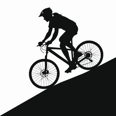 Fototapeta premium Cyclist coasting downhill silhouette