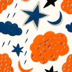"Whimsical hand-drawn doodles like stars, moons, clouds, and abstract shapes, clean and isolated on white background, high-resolution 4K, minimalistic yet playful, perfect for backgrounds or creative 