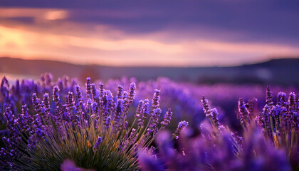Obraz premium Lavender Blooms At Dusk A Soft Focus Delight