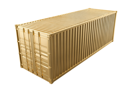 A large gold container with a white background