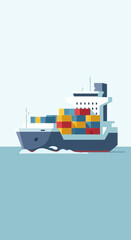 Cargo ship carrying colorful containers on the water.