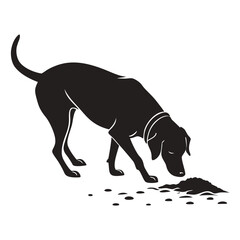 Dog digging in sand silhouette