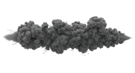 Dense Grey Smoke Plume Isolated dark smoke explosion