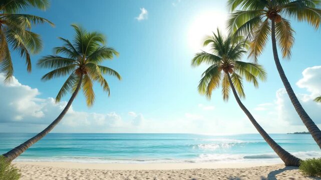 Palm Trees and Ocean at Beach