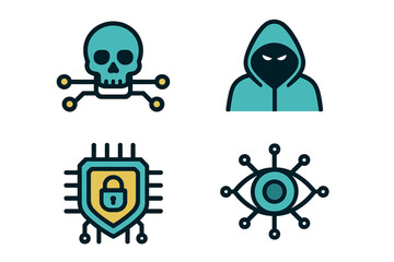 Fototapeta premium Hooded Figures and Network Eyes