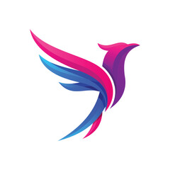 Vibrant abstract bird illustration in flight with graceful gradient colors representing freedom and dynamic movement.