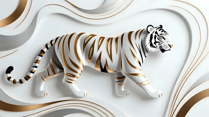 Fototapeta premium Tiger on a white background 