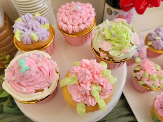 Cupcakes on a plate for bridal shower or baby shower