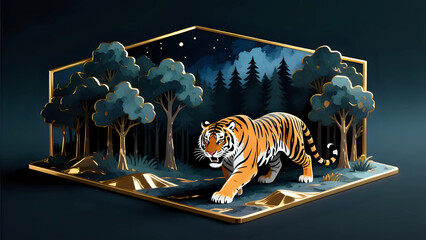 Fototapeta premium Tiger in forest I Wall Decor 