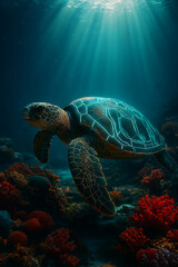 Obraz premium sea turtle swimming