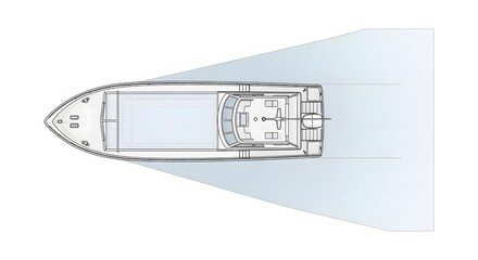 Top-down view of a luxury yacht floor plan with detailed cabin layout