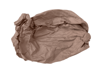 Brown crumpled paper isolated on transparent background