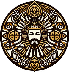 Japanese_Samurai_Artwork_–_Fierce_Warrior_with_Beard,_Traditional_Helmet