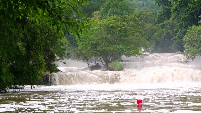Micos Waterfalls in Huasteca, San Luis Potosi, Mexico.  Flowing Water and Lush Jungle (cascada de Micos)