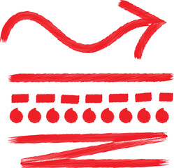 Red Hand Drawn Brush Stroke Elements for Design and Emphasis © Creative_Rasma