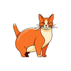 Fototapeta premium Cartoon Orange and Cream Cat in a Flat Style Pose.