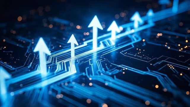 Digital Circuit Board Growth Arrows Technology