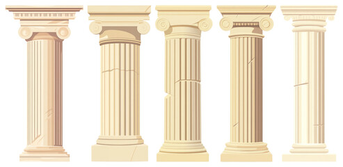 PNG Ancient architectural column designs, element set on transparent background