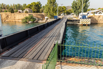 Isthmia bridge over Corinth canal in Greece
